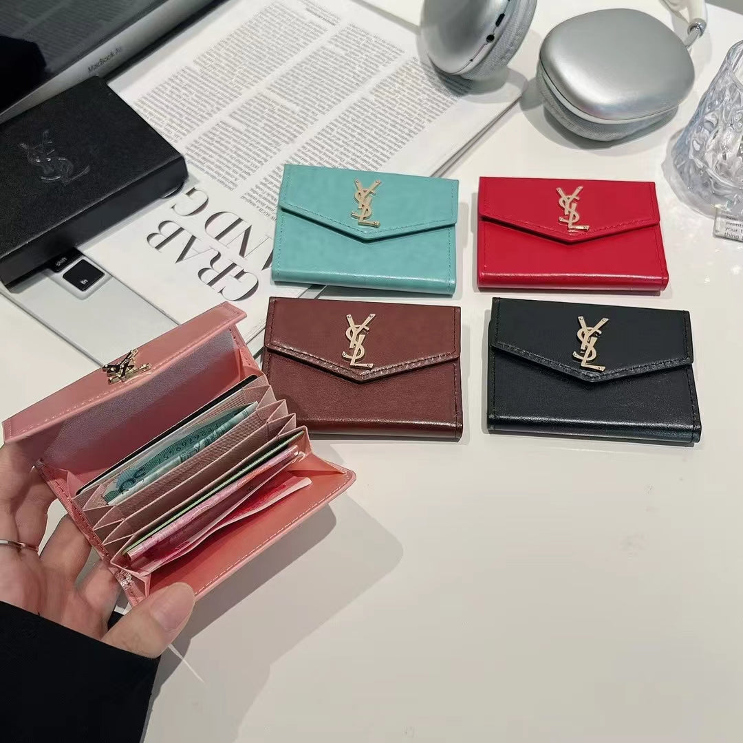 Luxury Monogram Compact Wallet Card Holder