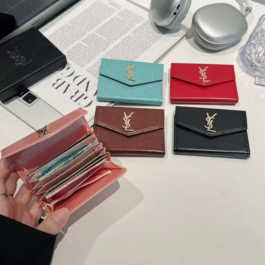 Luxury Monogram Compact Wallet Card Holder