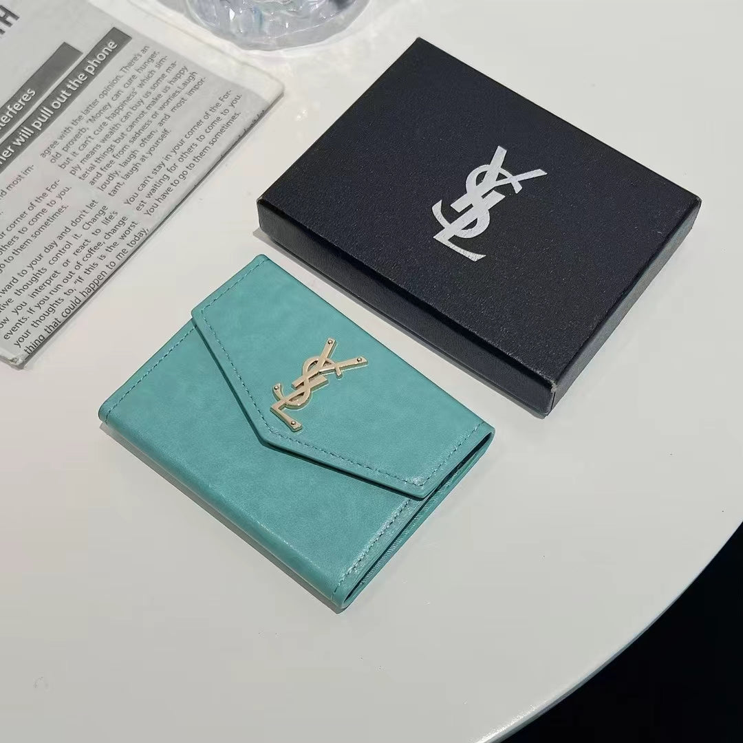 Luxury Monogram Compact Wallet Card Holder