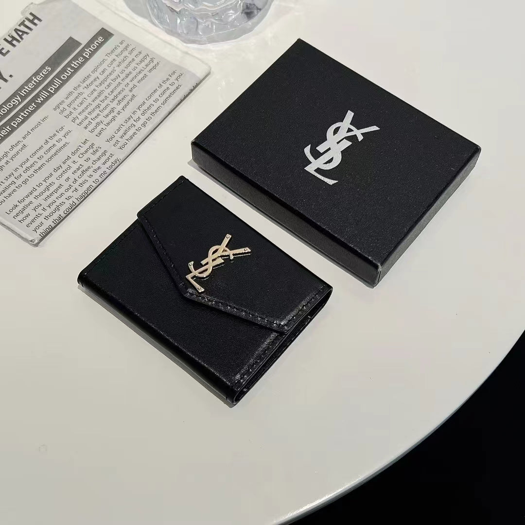 Luxury Monogram Compact Wallet Card Holder
