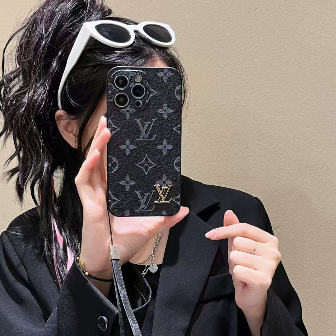 Black Phone Case With Hand Strap