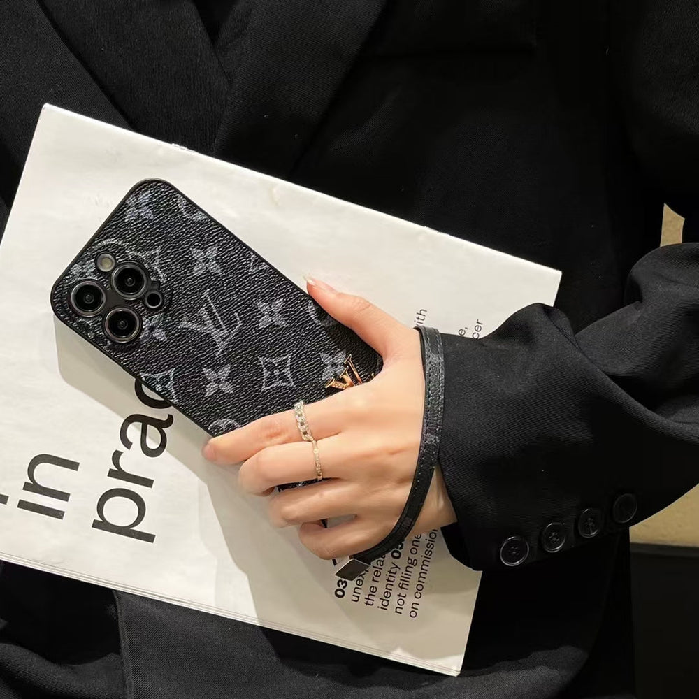 Black Phone Case With Hand Strap