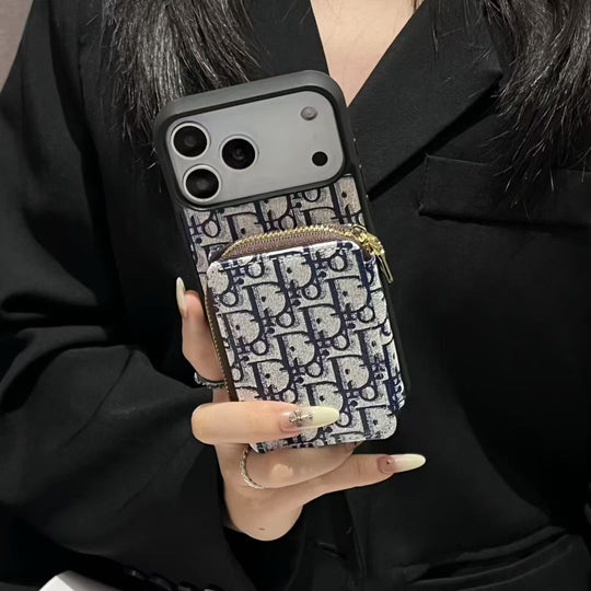 Designer IPhone Case With Zipper Card Holder