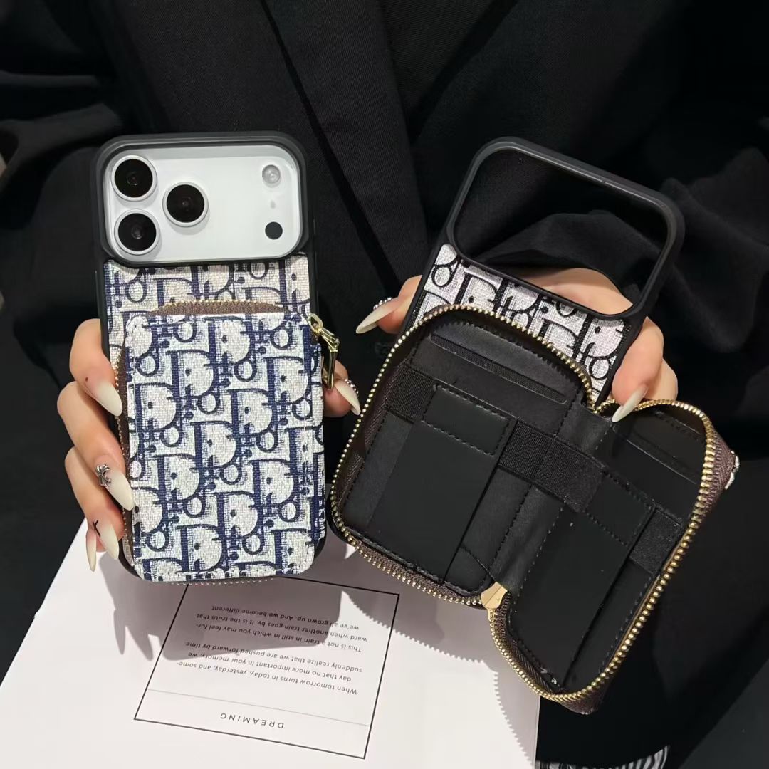 Designer IPhone Case With Zipper Card Holder