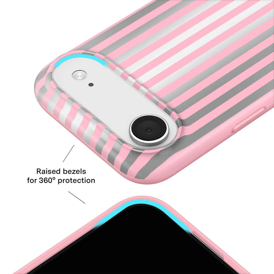 Pink Chrome Stripes iPhone Case – Aesthetic Shockproof Phone Cover