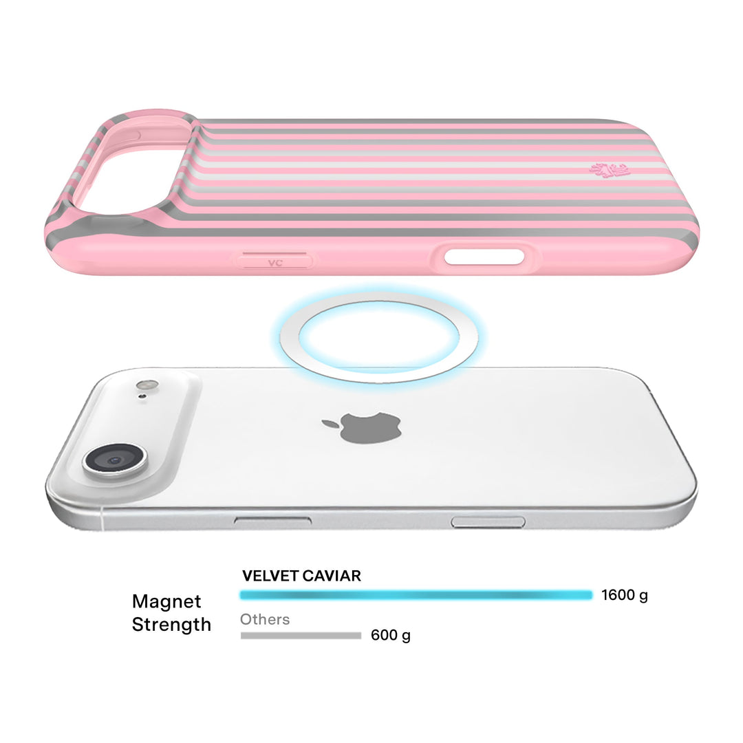 Pink Chrome Stripes iPhone Case – Aesthetic Shockproof Phone Cover