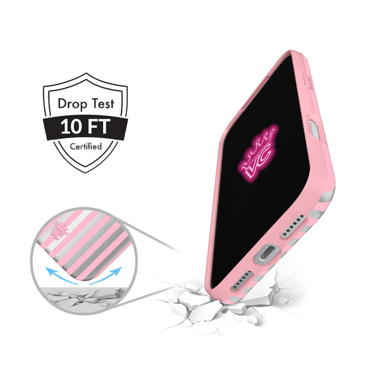 Pink Chrome Stripes iPhone Case – Aesthetic Shockproof Phone Cover