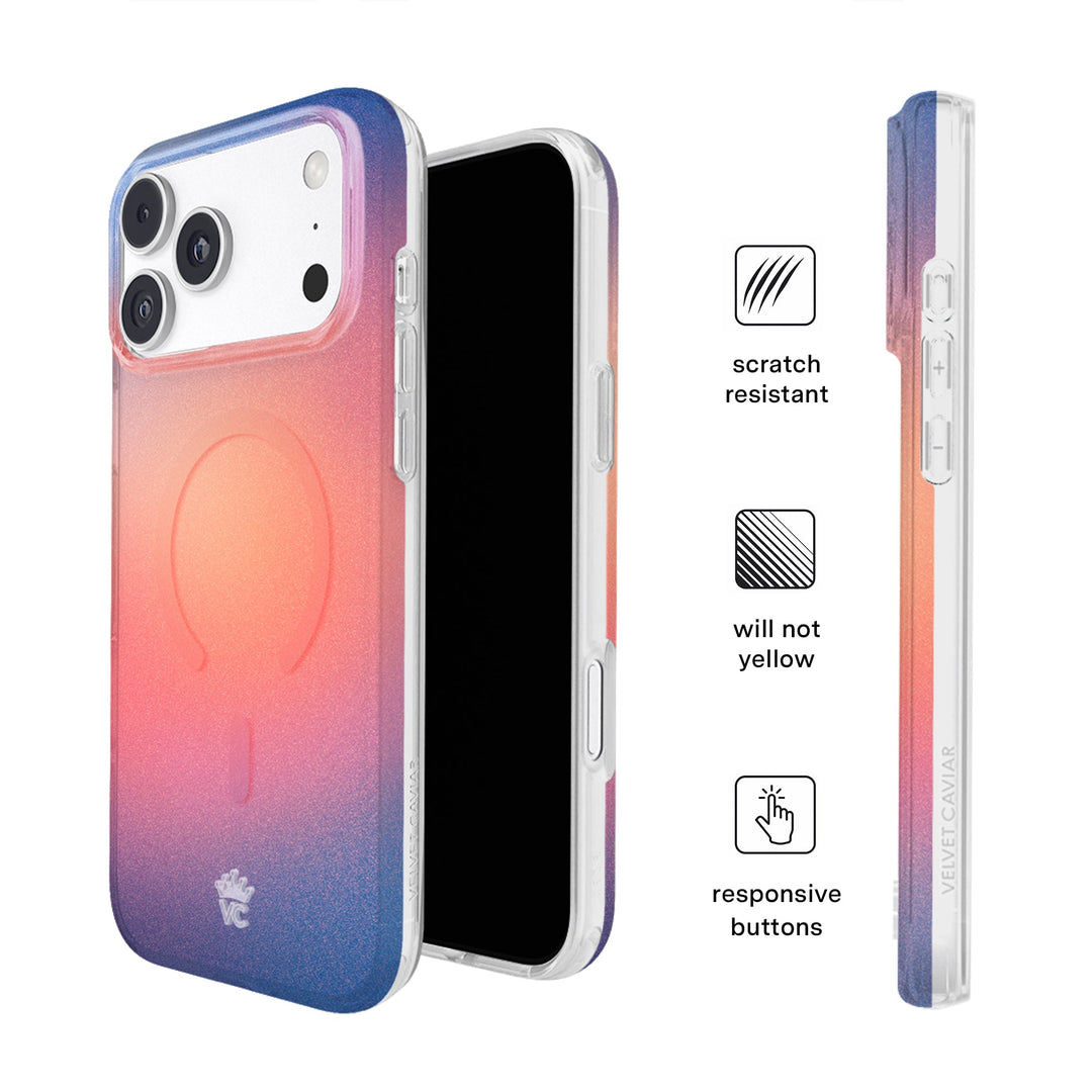 Sunset Glow Aura iPhone Case – Aesthetic Shockproof Phone Cover