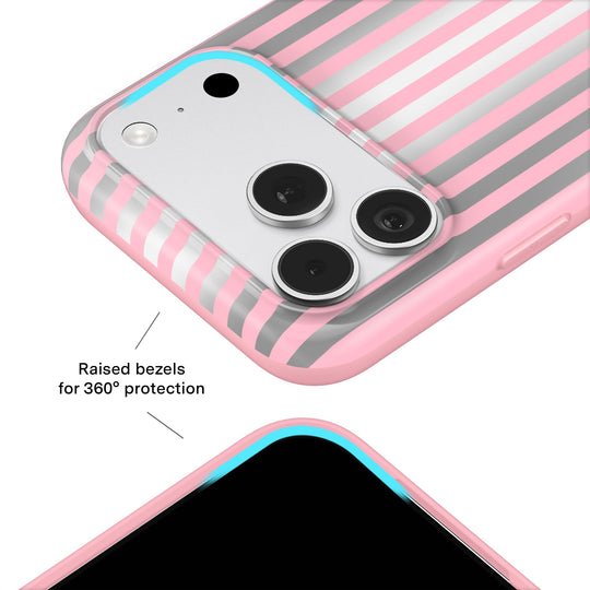 Pink Chrome Stripes iPhone Case – Aesthetic Shockproof Phone Cover
