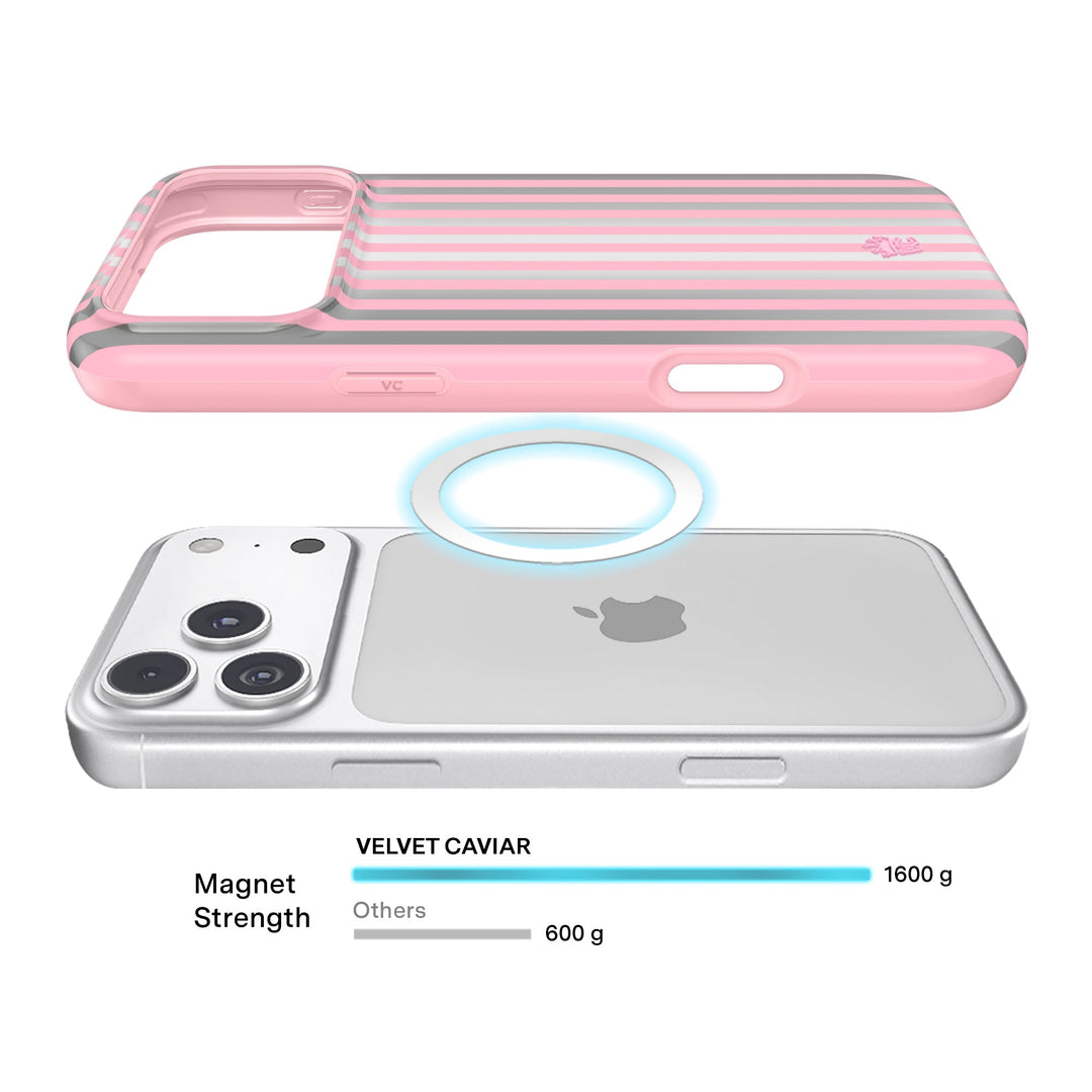 Pink Chrome Stripes iPhone Case – Aesthetic Shockproof Phone Cover
