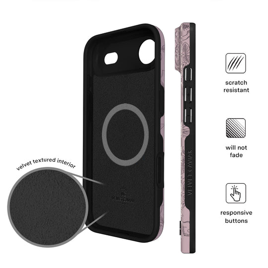 Dusty Rose Chrome Floral iPhone Case – Luxury Aesthetic Phone Cover