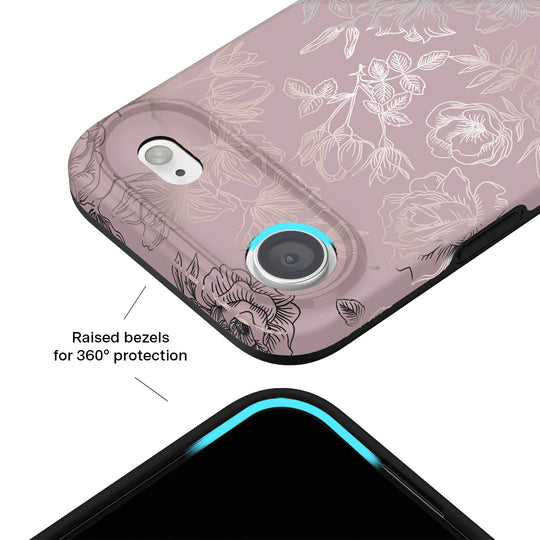 Dusty Rose Chrome Floral iPhone Case – Luxury Aesthetic Phone Cover