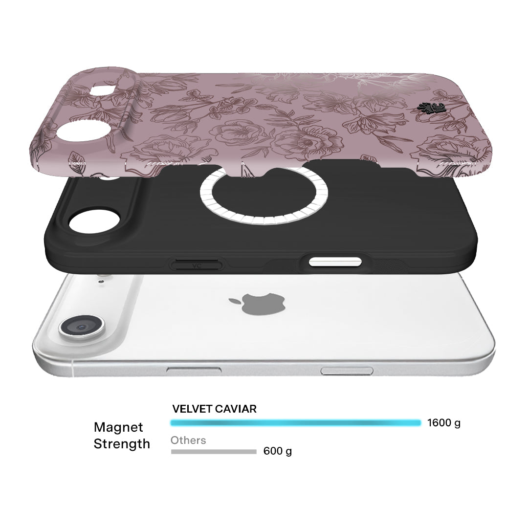 Dusty Rose Chrome Floral iPhone Case – Luxury Aesthetic Phone Cover