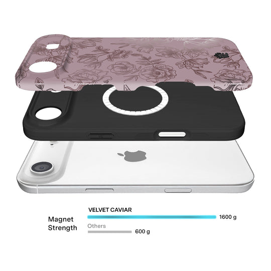 Dusty Rose Chrome Floral iPhone Case – Luxury Aesthetic Phone Cover