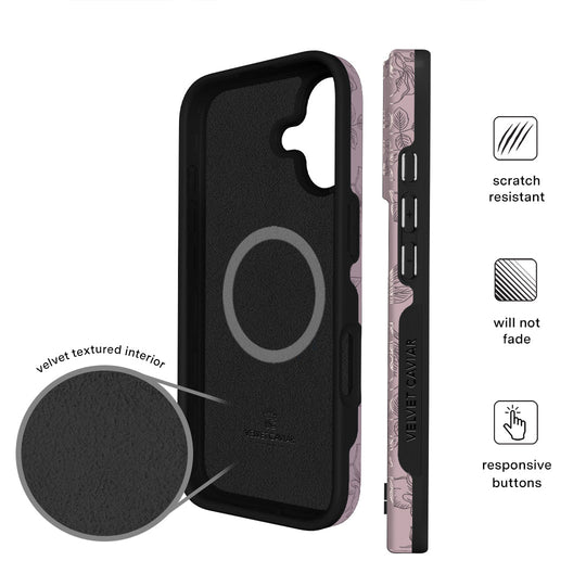 Dusty Rose Chrome Floral iPhone Case – Luxury Aesthetic Phone Cover