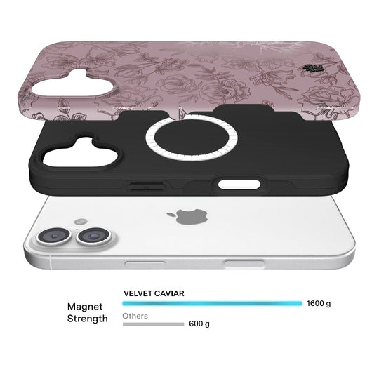 Dusty Rose Chrome Floral iPhone Case – Luxury Aesthetic Phone Cover