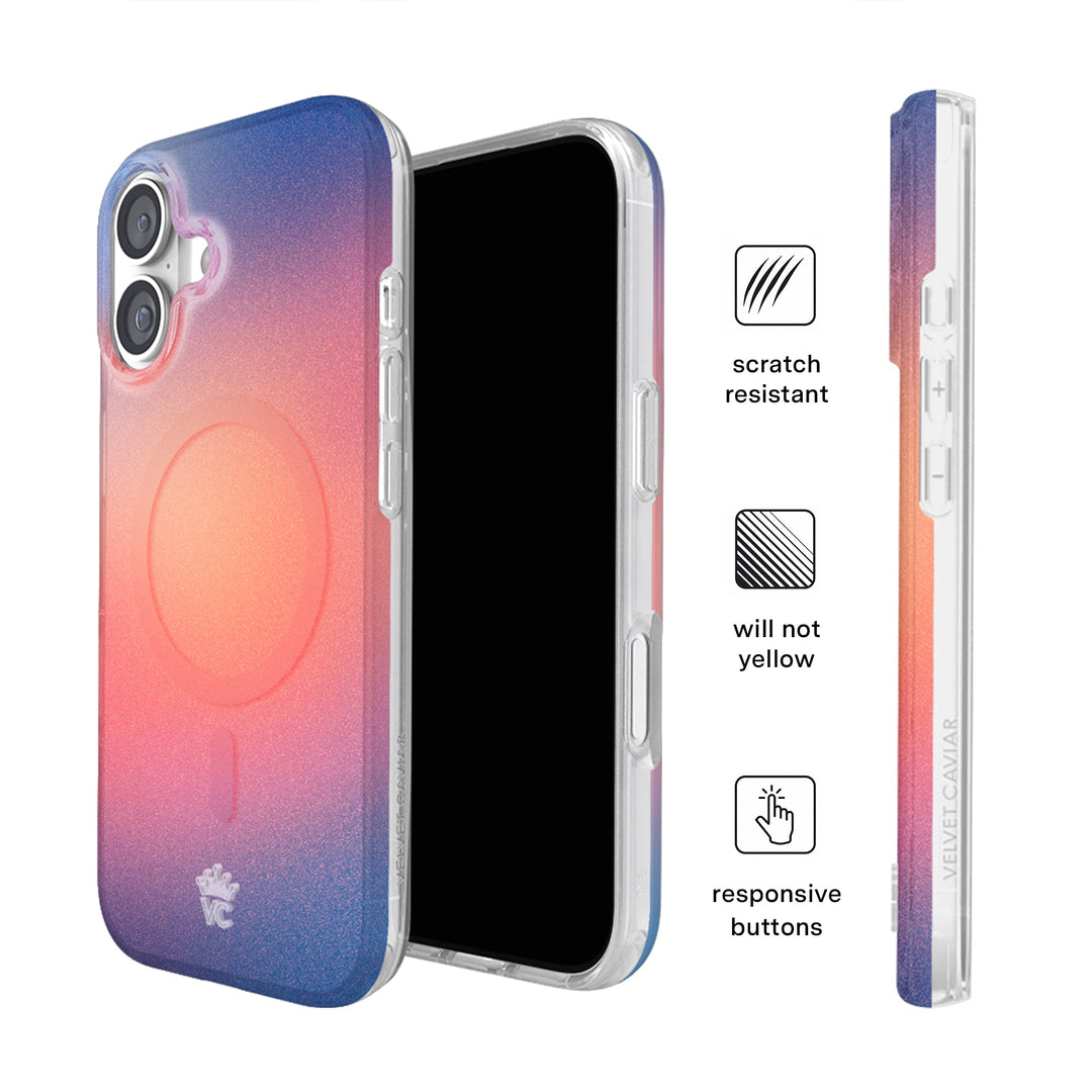 Sunset Glow Aura iPhone Case – Aesthetic Shockproof Phone Cover