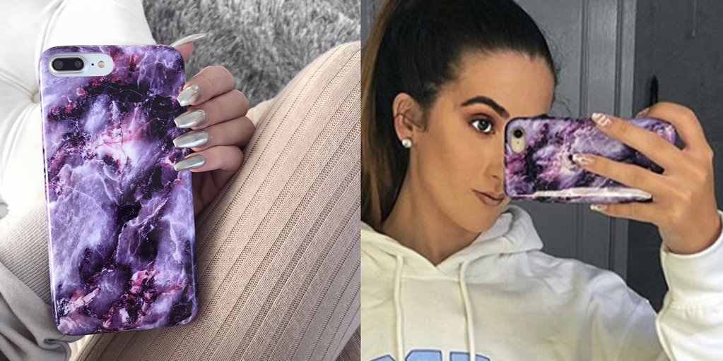 Purple Stone Marble iPhone Case – Luxury Aesthetic Phone Cover