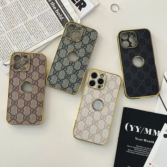 High Quality Electroplated Frame Ophidia Leather Apple iPhone Case