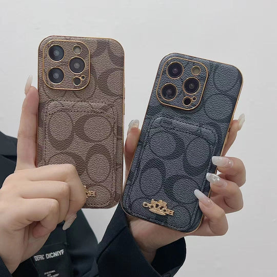 Phone Case with Card Holder - Luxury Monogram Design