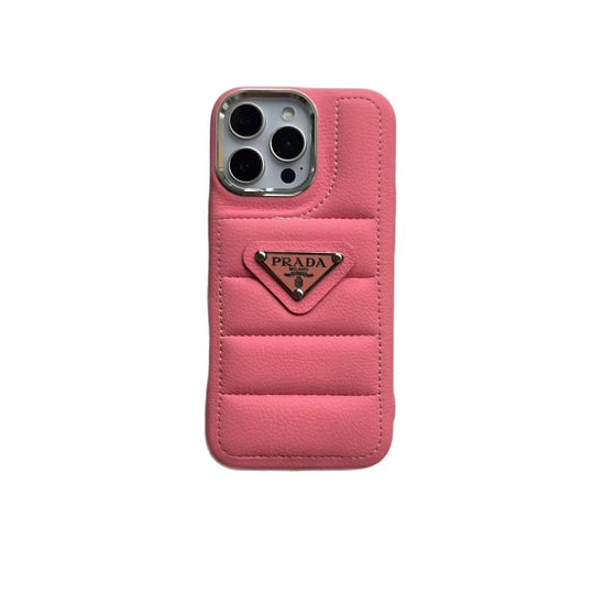 Elegant Metal Monogram Diamond-Quilted Lambskim Leather Apple iPhone Case