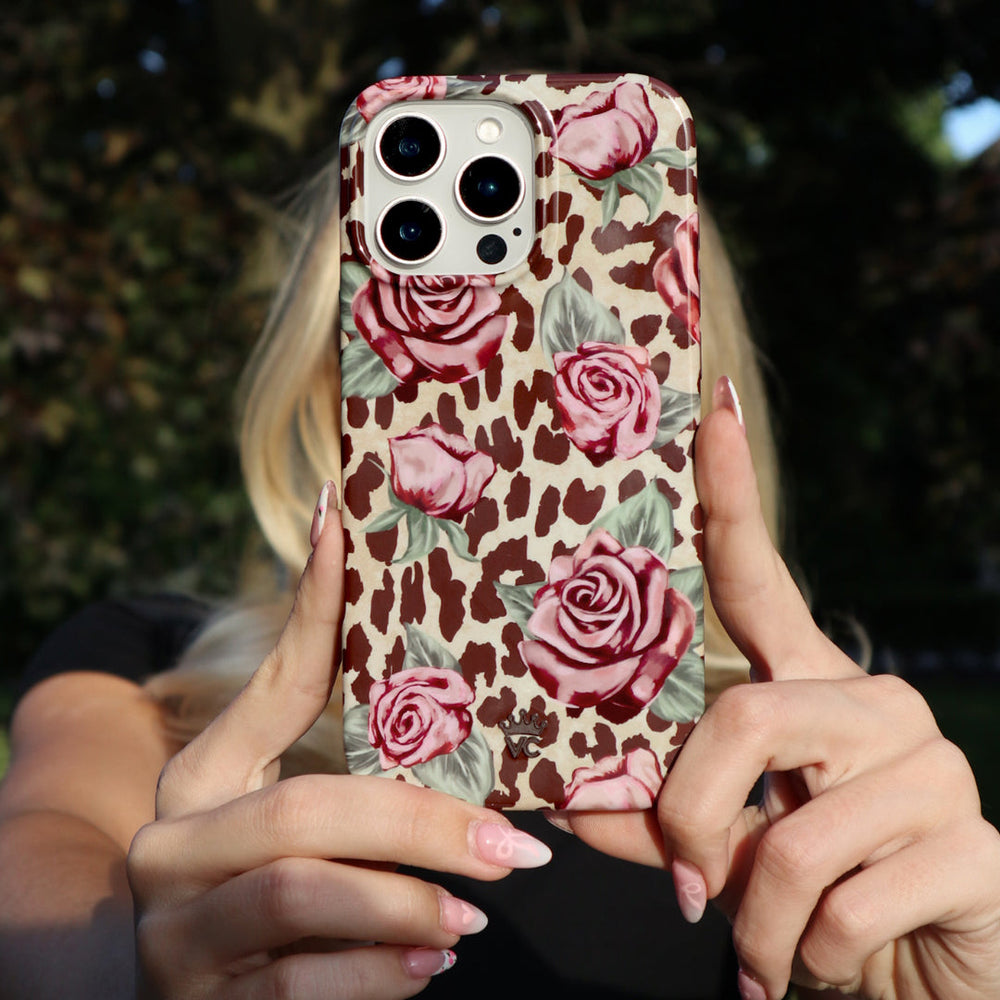 Rosy Leopard iPhone Case – Aesthetic Shockproof Phone Cover