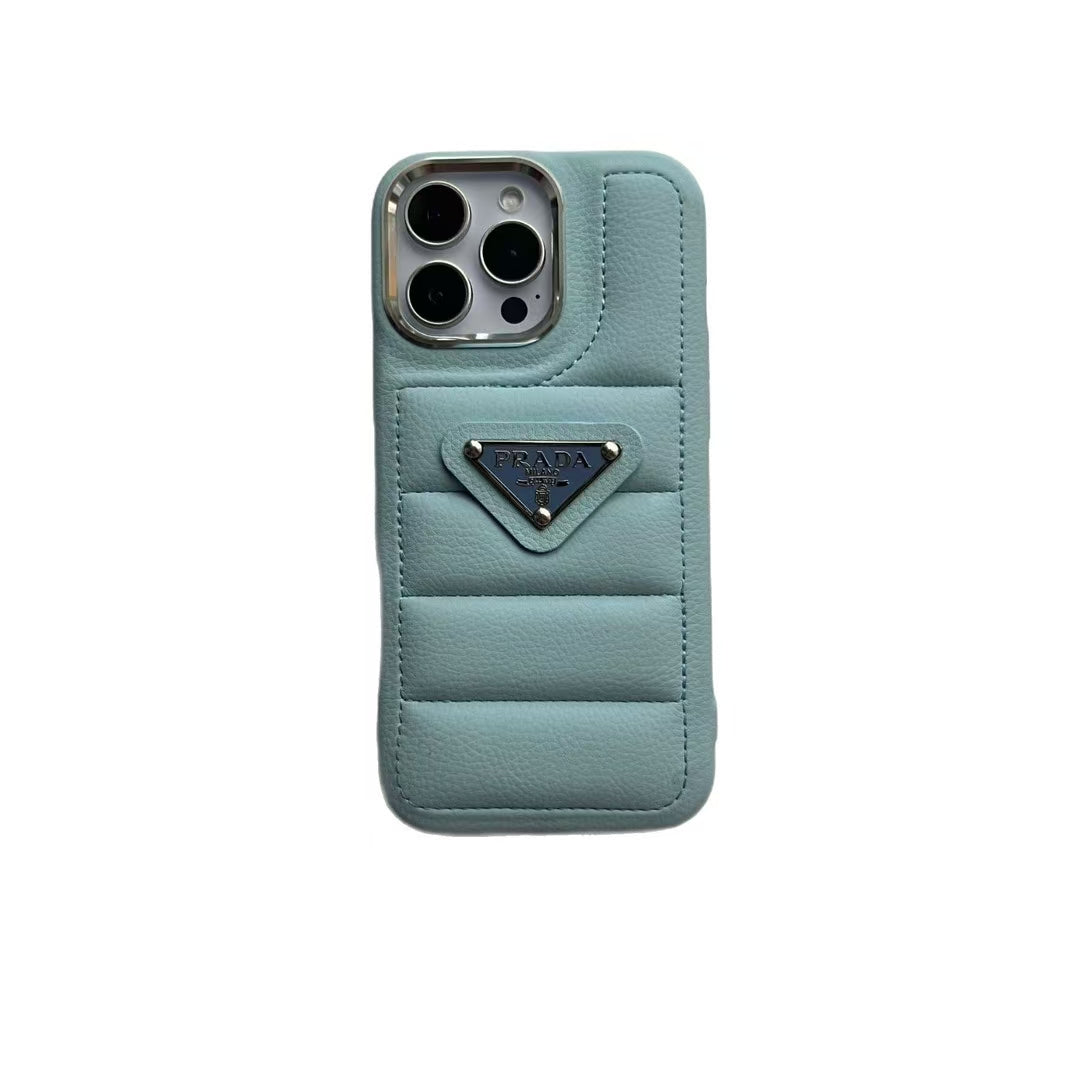 Elegant Metal Monogram Diamond-Quilted Lambskim Leather Apple iPhone Case