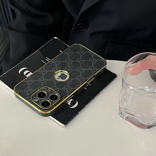 High Quality Electroplated Frame Ophidia Leather Apple iPhone Case