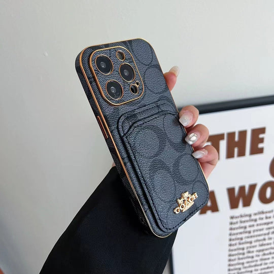 Phone Case with Card Holder - Luxury Monogram Design