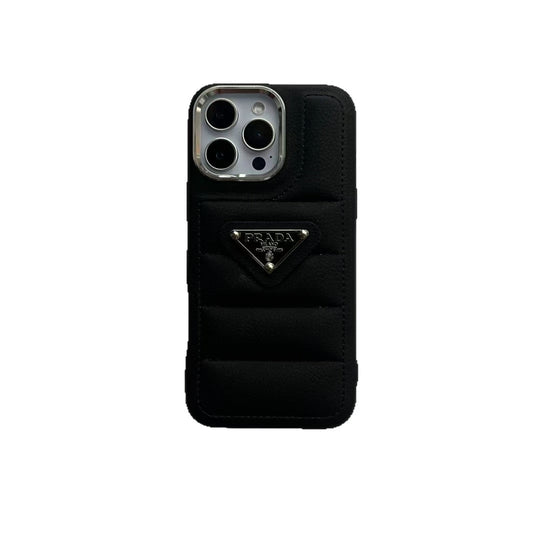 Elegant Metal Monogram Diamond-Quilted Lambskim Leather Apple iPhone Case