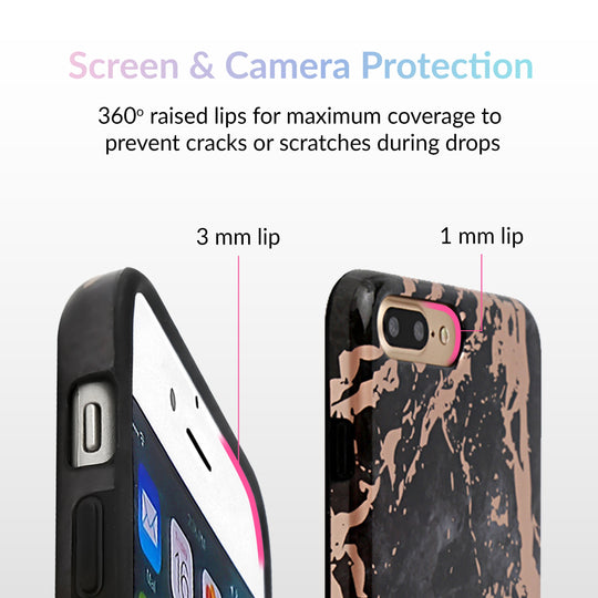 Black Marble Rose Gold Chrome iPhone Case – Aesthetic Shockproof Phone Cover