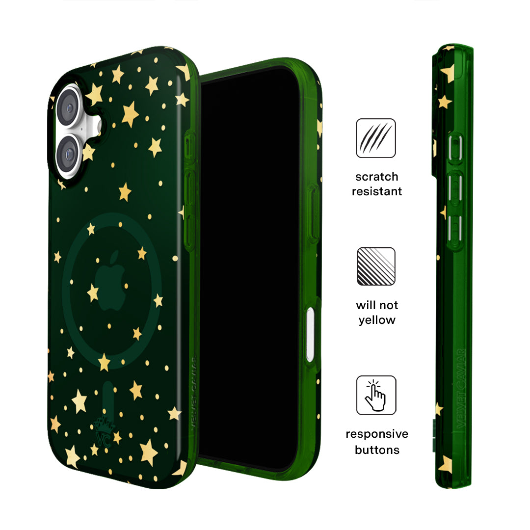 Evergreen Stars iPhone Case – Chic Designer-Style Phone Cover