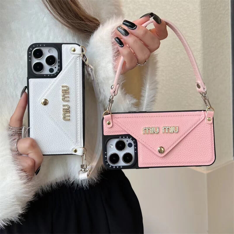 Leather wrist strap Miu Miu Apple iPhone drop protection cases