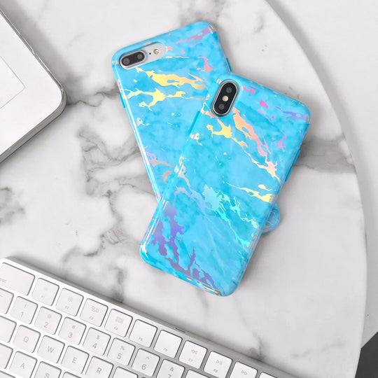 Blue Marble Holo Chrome iPhone Case – Stylish Slim Phone Cover