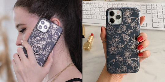 Floral Rose Gold Chrome iPhone Case – Aesthetic Shockproof Phone Cover