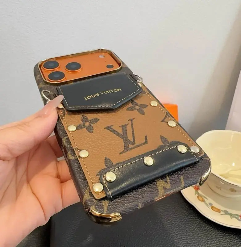 Luxury Phone Case with Crossbody Strap & Card Holder for iPhone 17 / 16 & more – Designer Style