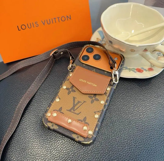 Luxury Phone Case with Crossbody Strap & Card Holder for iPhone 17 / 16 & more – Designer Style