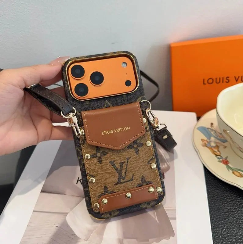 Luxury Phone Case with Crossbody Strap & Card Holder for iPhone 17 / 16 & more – Designer Style