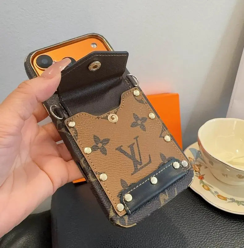 Luxury Phone Case with Crossbody Strap & Card Holder for iPhone 17 / 16 & more – Designer Style