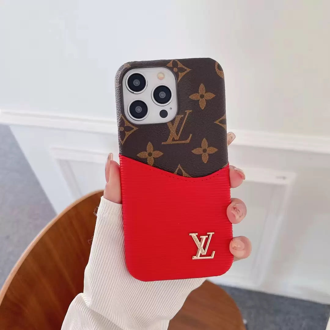 Luxury Card Holder iPhone Case – Designer Crossbody Cover for iPhone 17 Pro Max / 16 / 15 / 14 / 13