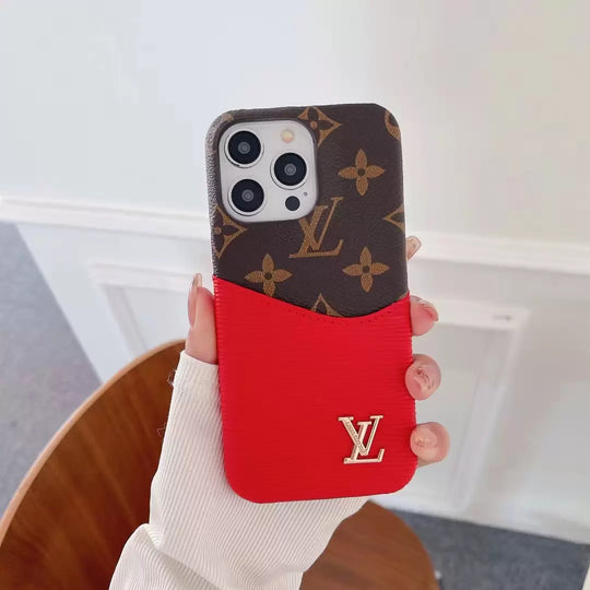 Luxury Card Holder iPhone Case – Designer Crossbody Cover for iPhone 17 Pro Max / 16 / 15 / 14 / 13