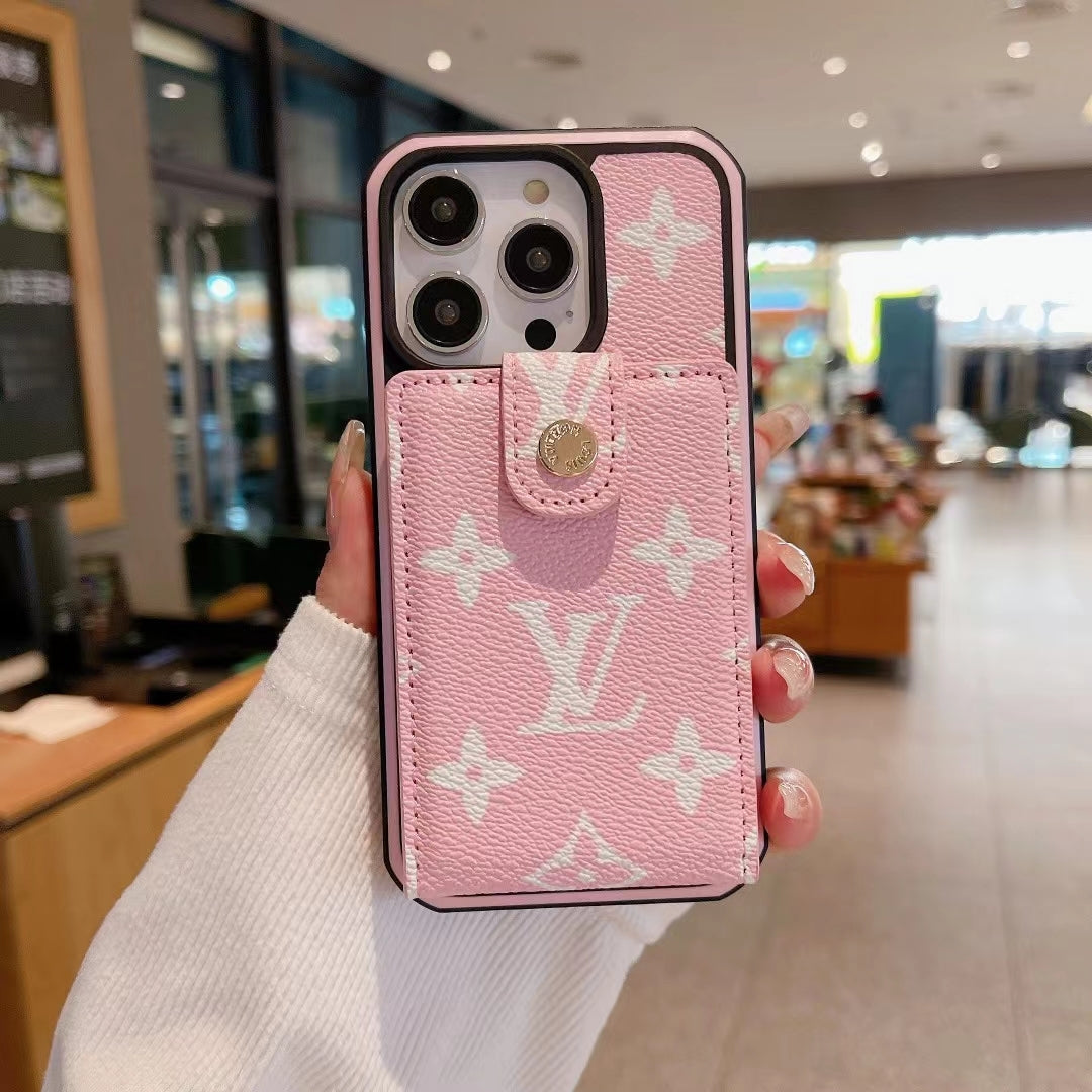 Lux Card Holder iPhone Case for iPhone 16 Pro / 15 / 14 – Luxury Designer Wallet Cover