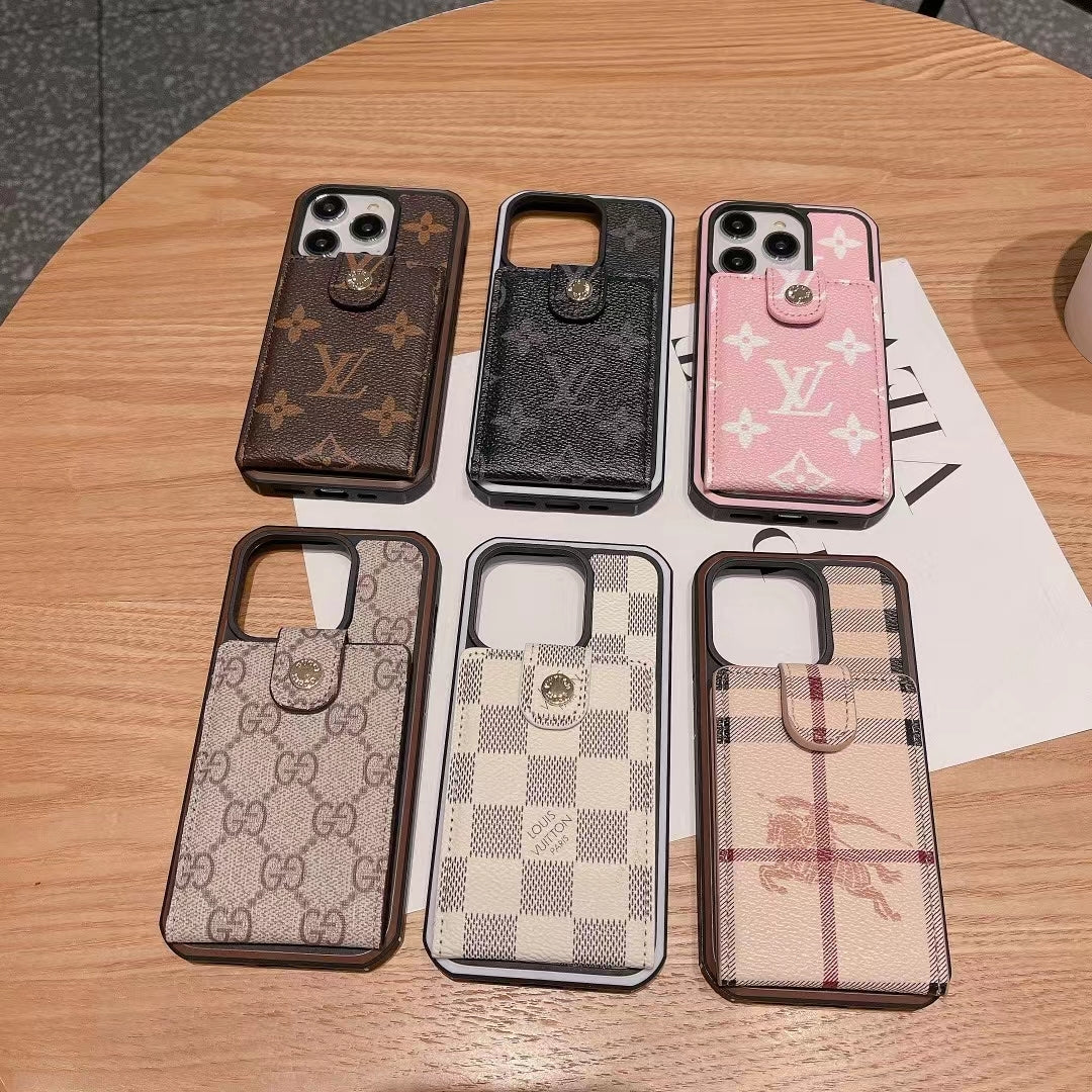 Lux Card Holder iPhone Case for iPhone 16 Pro / 15 / 14 – Luxury Designer Wallet Cover