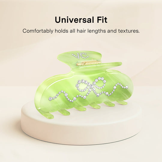 Matcha Swirl Crystal Bow Hair Clip – Aesthetic Hair Accessory
