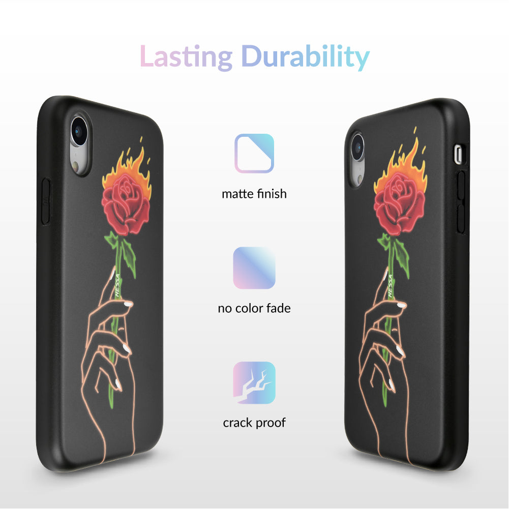 Neon Rose iPhone Case by Nessa iPhone Case – Cute Aesthetic Phone Cover