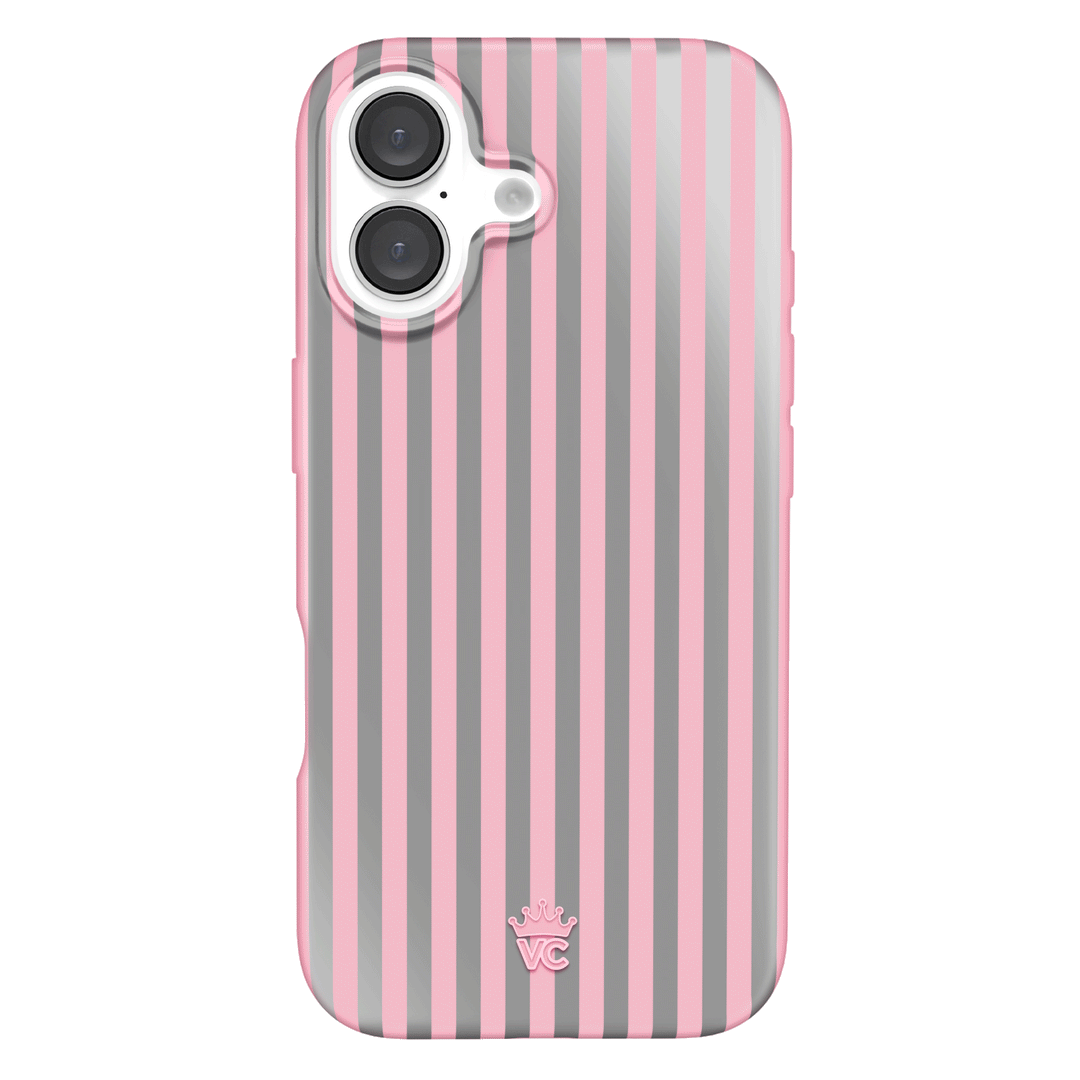 Pink Chrome Stripes iPhone Case – Aesthetic Shockproof Phone Cover