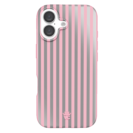 Pink Chrome Stripes iPhone Case – Aesthetic Shockproof Phone Cover