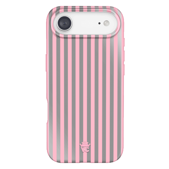 Pink Chrome Stripes iPhone Case – Aesthetic Shockproof Phone Cover