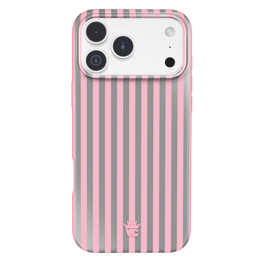 Pink Chrome Stripes iPhone Case – Aesthetic Shockproof Phone Cover