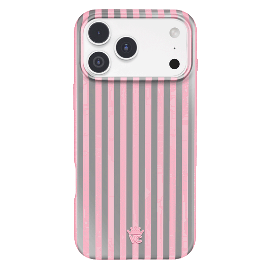 Pink Chrome Stripes iPhone Case – Aesthetic Shockproof Phone Cover